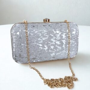 Eyesace® Women's Golden Glitter Clutch Bag for Party & Wedding | Elegant Box Clutch with Gold Frame | Glitter Purse for Girls | Box Clutch for Wedding | Party Wear Clutch With Free Metal Handle