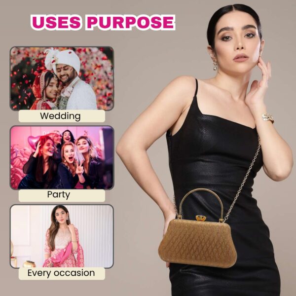 Classic Clutch Bag bow formal party clutch with gold chain for women and girls - Image 3