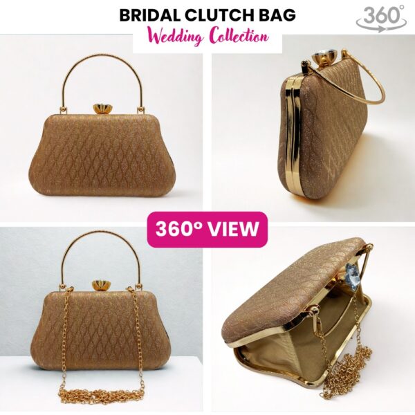 Classic Clutch Bag bow formal party clutch with gold chain for women and girls - Image 2